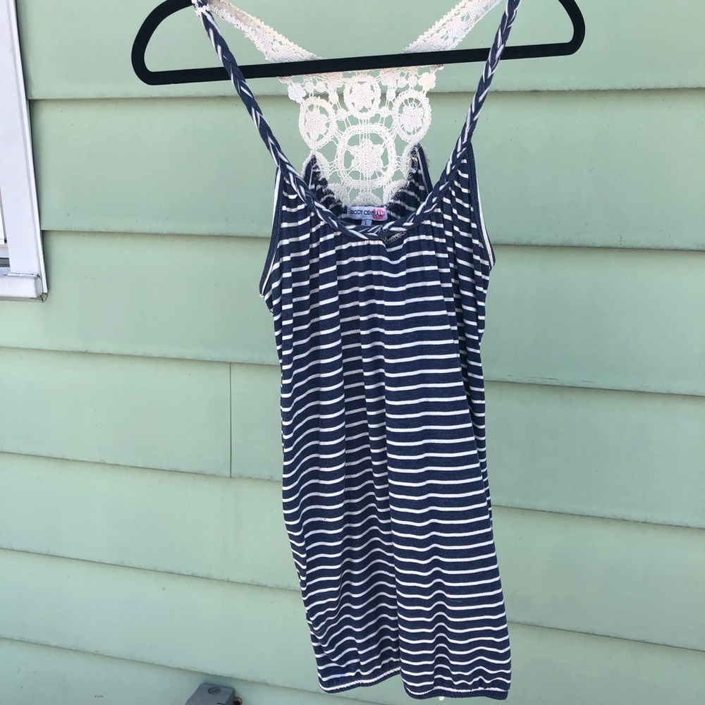 Blue and white striped tank/tunic